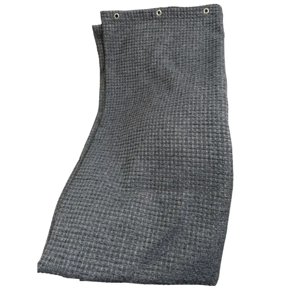 MARLED CHARCOAL GRAY WOVEN, FABRIC SHOWER CURTAIN, WAFFLED/BASKET WEAVE! SZ- STD